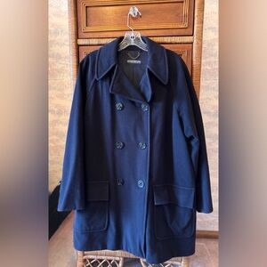 Brooks Brothers Women's Dark Navy Cashmere Wool Double Breasted Peacoat Size M